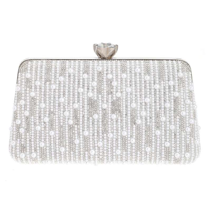 Evening Bag Beaded - Eleganckie srebrne torebki wieczorowe dla kobiet,