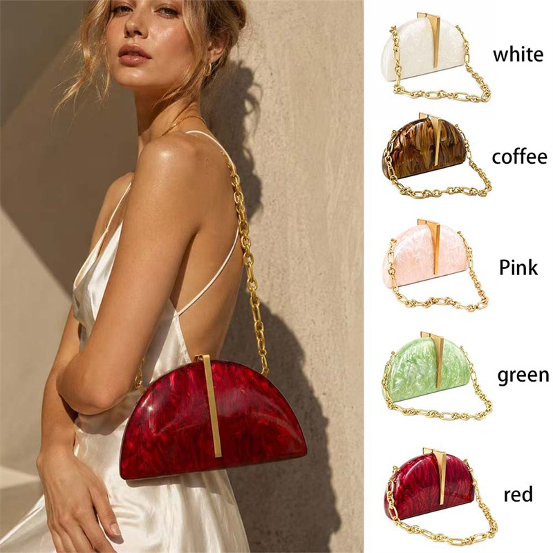 Evening Bag Beaded - Nowa, półokrągła torebka wieczorowa z akrylu,