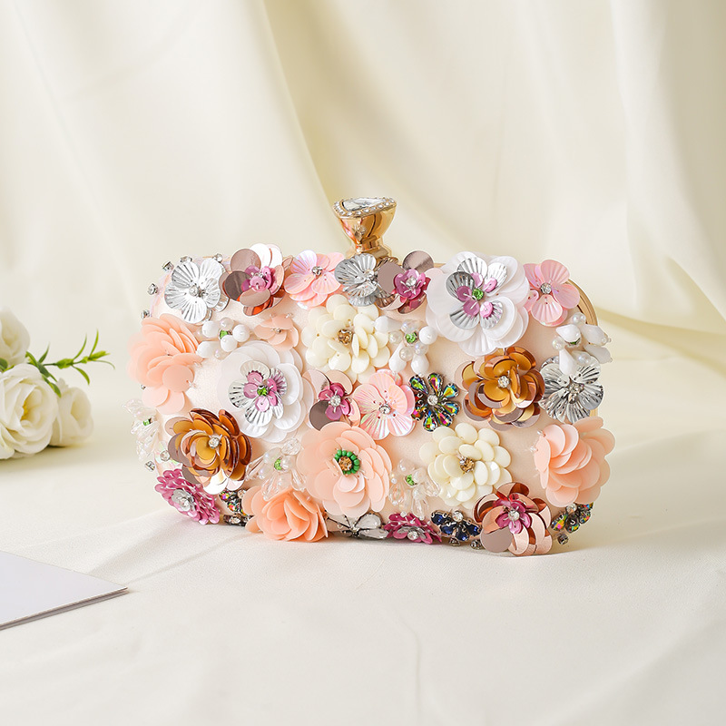 Evening Bag Beaded - Torebka Wieczorowa Kwiatowa na Kolację, Kopertówka