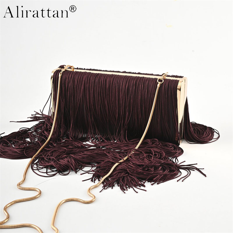 Evening Bag Beaded - Nowa długa torebka wieczorowa z frędzlami,