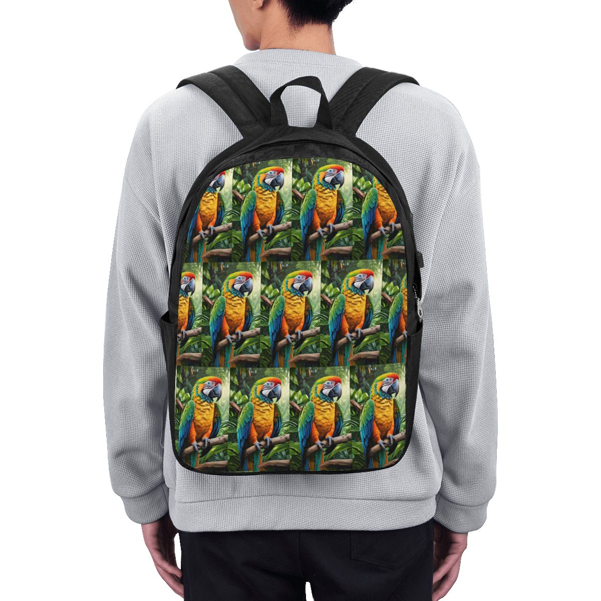 Womens Backpack - Uroczy plecak z papugami ary, torba