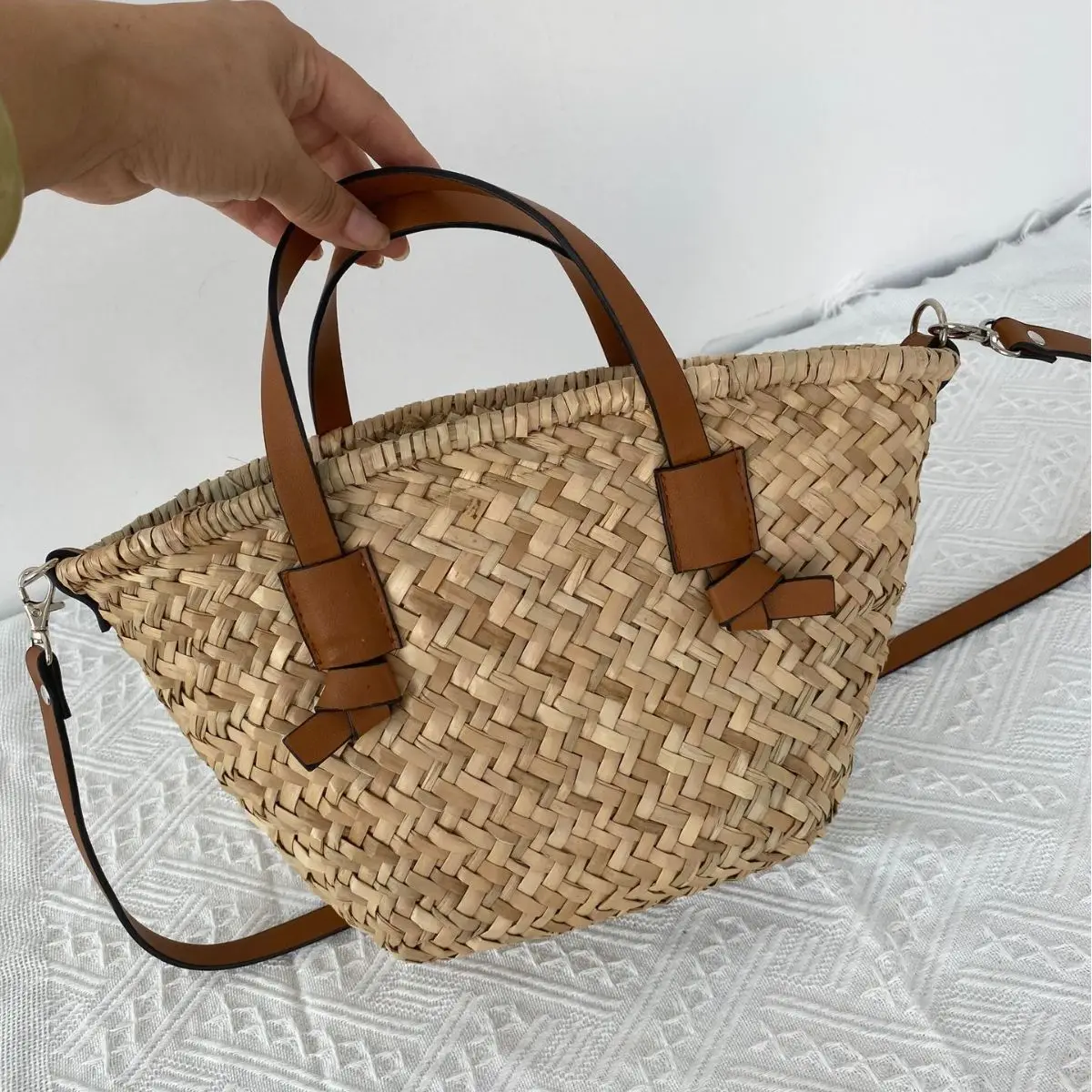 Basket Bag Wicker - Artystyczne słomiane torba na koszyk ręcznie