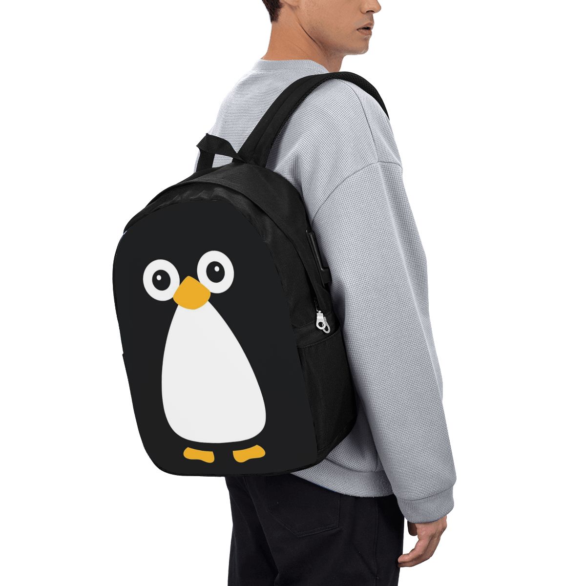 Womens Backpack - Uroczy wektorowy plecak z pingwinem, torba