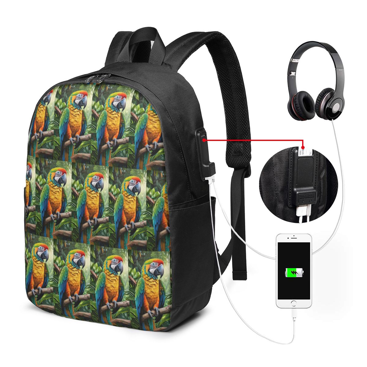Uroczy plecak z papugami ary,  – Womens Backpack recenzja i cena