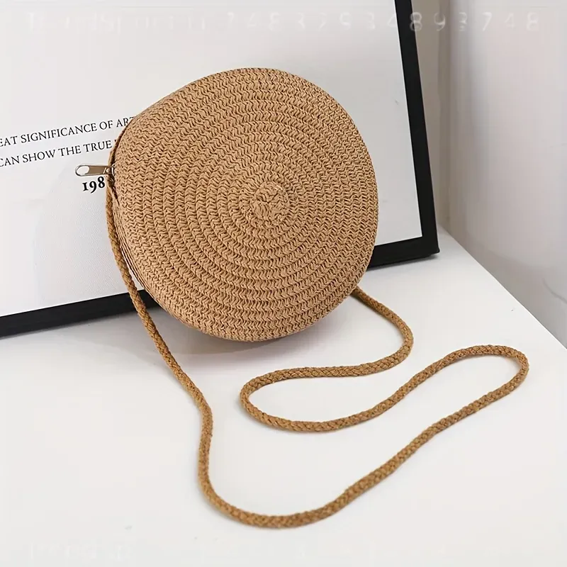 Okrągła tkana torba na ramię z – Women Bags Accessories recenzja i cena