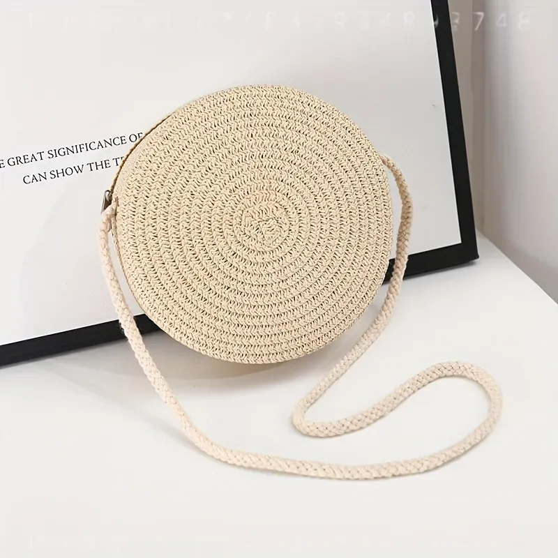 Okrągła tkana torba na ramię z – Women Bags Accessories recenzja i cena